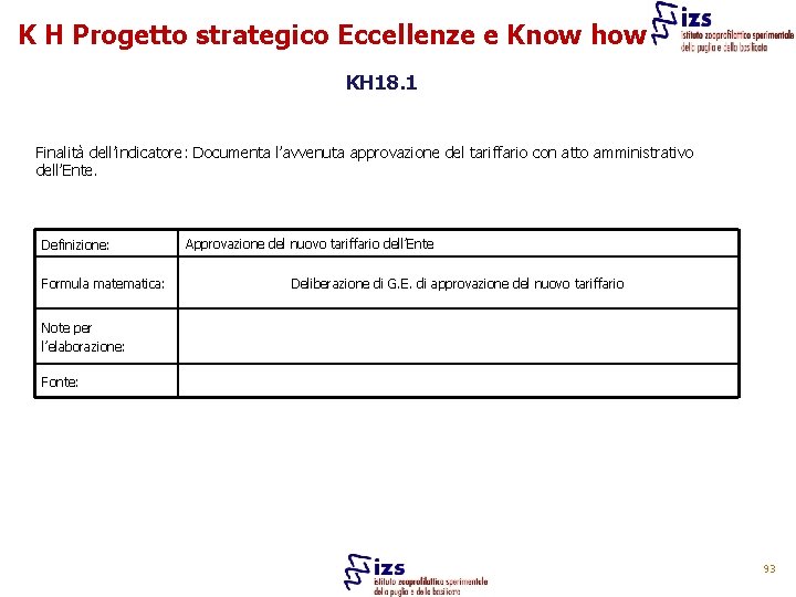 K H Progetto strategico Eccellenze e Know how KH 18. 1 Finalità dell’indicatore: Documenta
