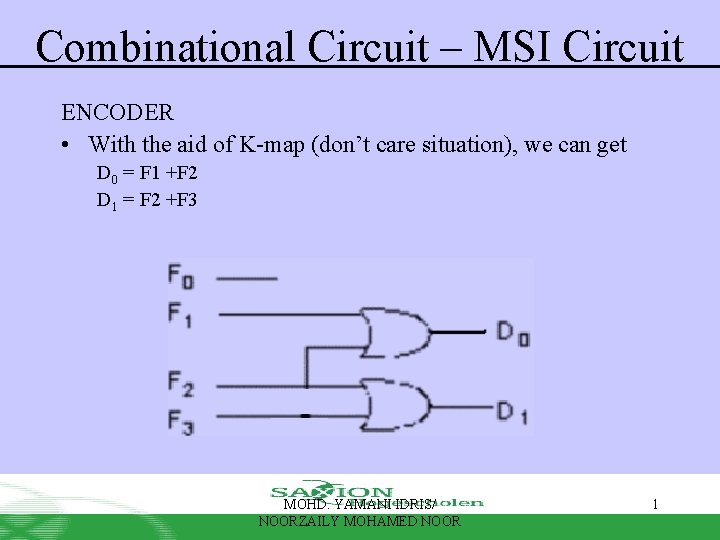 Combinational Circuit – MSI Circuit ENCODER • With the aid of K-map (don’t care