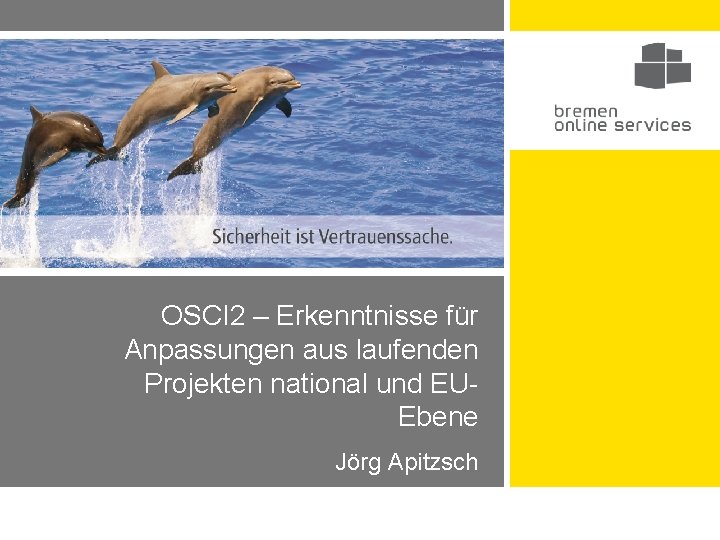 OSCI 2 – Erkenntnisse für Anpassungen aus laufenden Projekten national und EUEbene Jörg Apitzsch