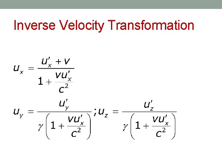 Inverse Velocity Transformation 