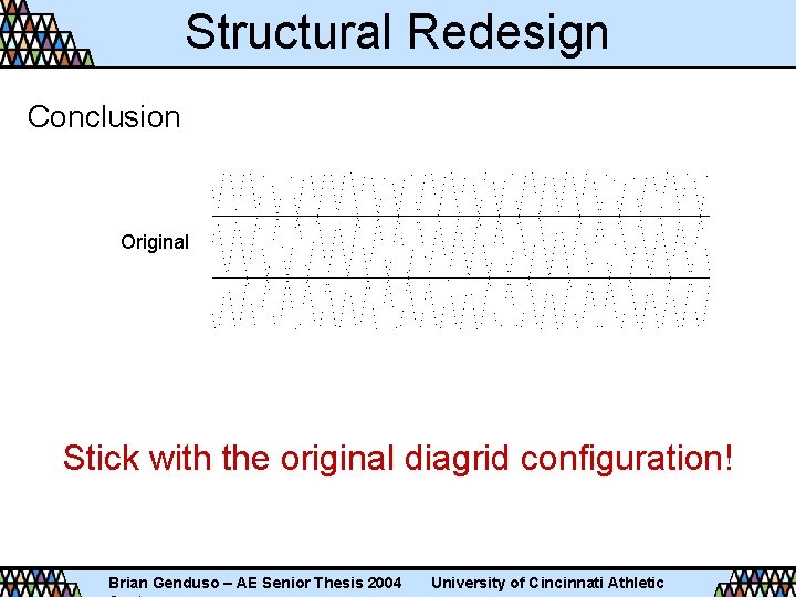 Structural Redesign Conclusion Original Case 6 Stick with the original diagrid configuration! Brian Genduso