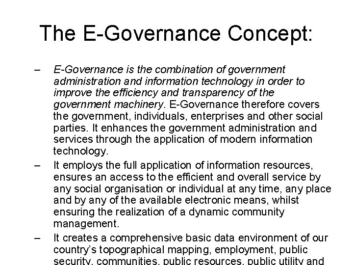 TECHNOLOGY TRANSFORMATION SEMINAR Topic ICT in Good Governance