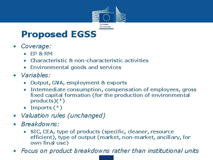 Proposed EGSS • Coverage: • EP & RM • Characteristic & non-characteristic activities •