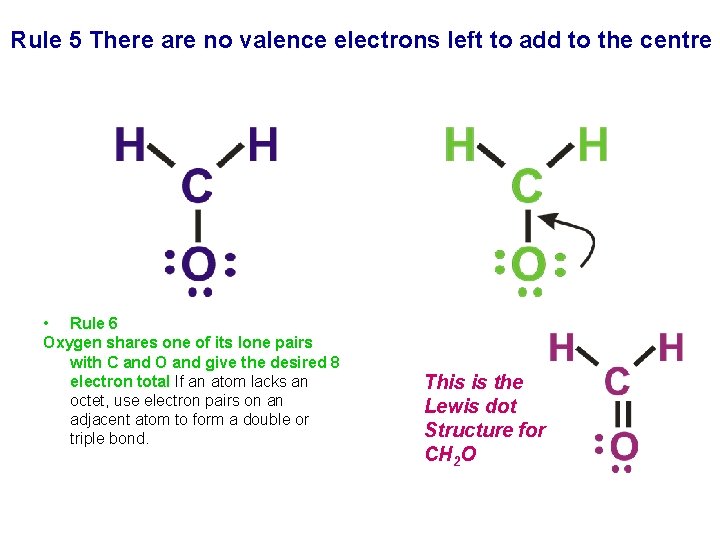 Rule 5 There are no valence electrons left to add to the centre •