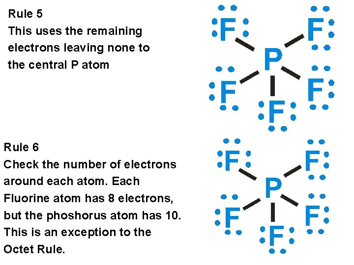 Rule 5 This uses the remaining electrons leaving none to the central P atom