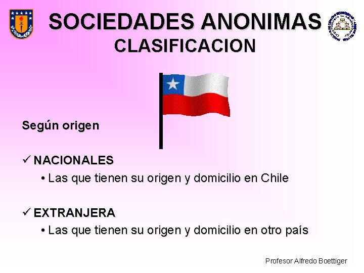 SOCIEDADES ANONIMAS CLASIFICACION Según origen ü NACIONALES • Las que tienen su origen y