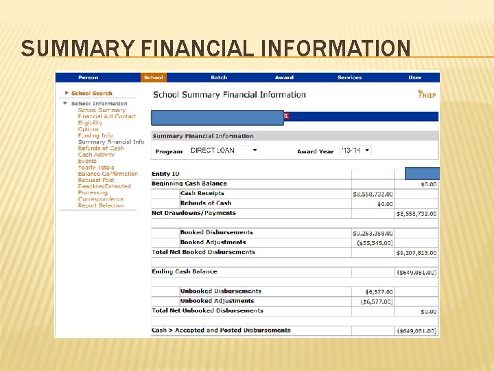 SUMMARY FINANCIAL INFORMATION 