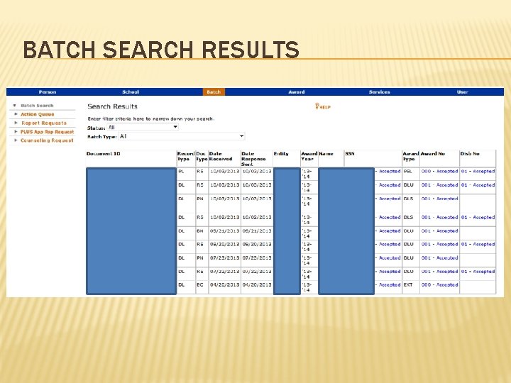 BATCH SEARCH RESULTS 