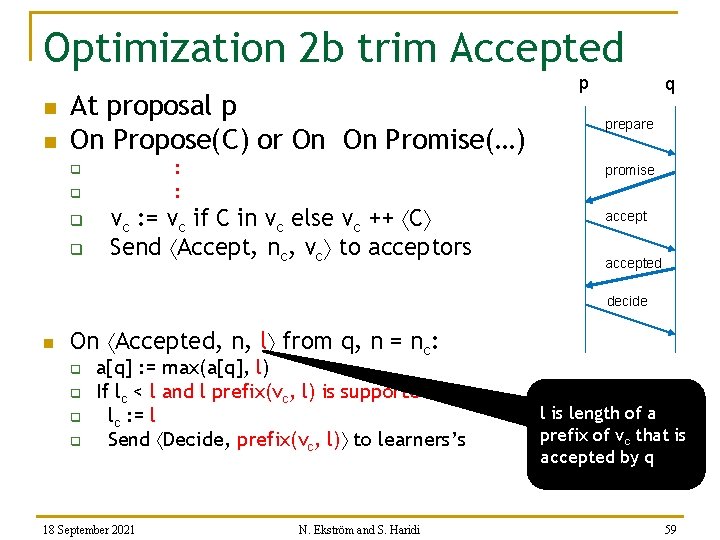 Optimization 2 b trim Accepted n n At proposal p On Propose(C) or On