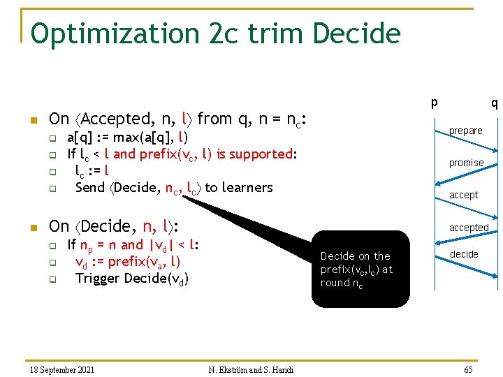 Optimization 2 c trim Decide n On Accepted, n, l from q, n =