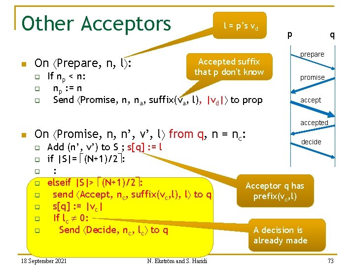 Other Acceptors n On Prepare, n, l : q q q n l =