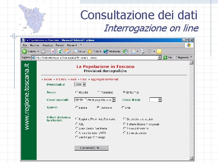 Consultazione dei dati Interrogazione on line 