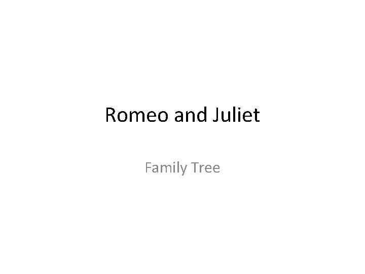 Romeo and Juliet Family Tree 