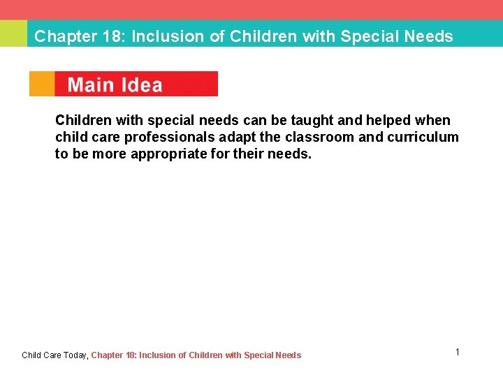 Chapter 18 Inclusion of Children with Special Needs