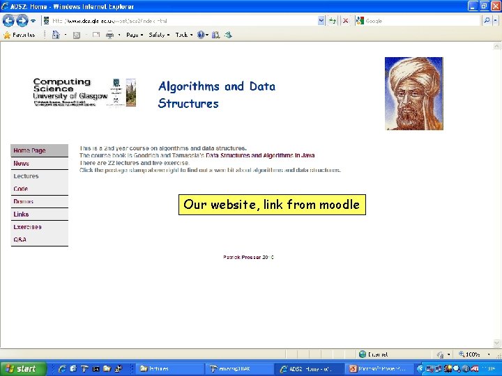 Our website, link from moodle 