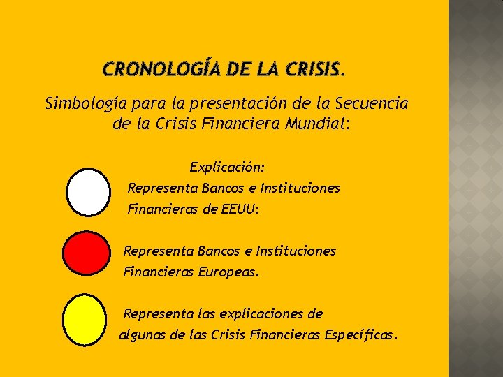 CRONOLOGÍA DE LA CRISIS. Simbología para la presentación de la Secuencia de la Crisis