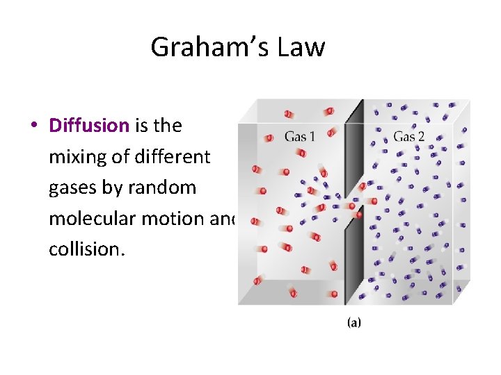 Graham’s Law • Diffusion is the mixing of different gases by random molecular motion