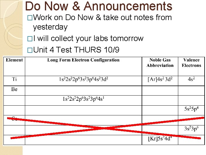 Do Now & Announcements �Work on Do Now & take out notes from yesterday