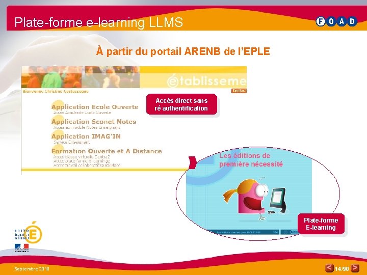 Plate-forme e-learning LLMS À partir du portail ARENB de l’EPLE Accès direct sans ré