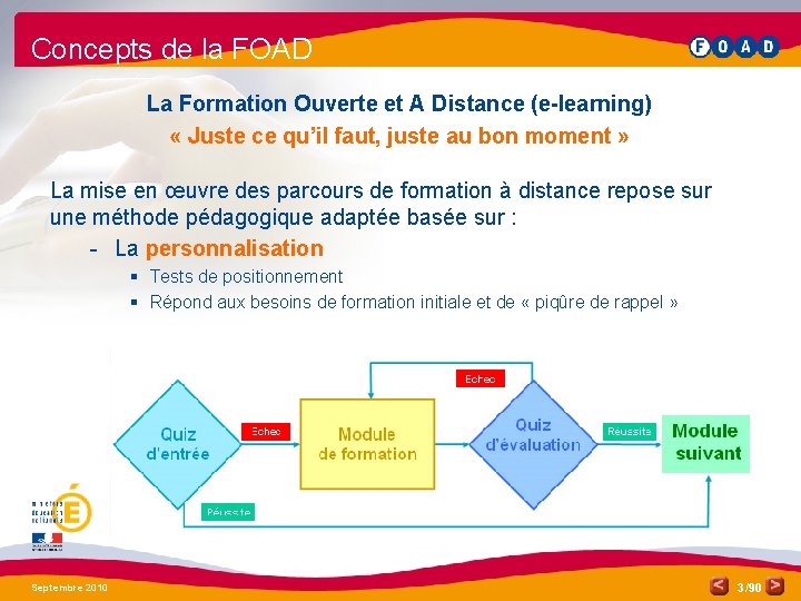 Concepts de la FOAD La Formation Ouverte et A Distance (e-learning) « Juste ce