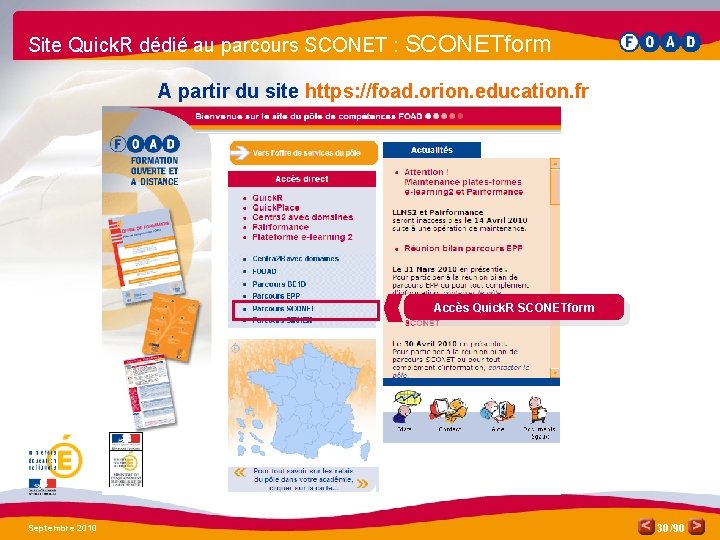 Site Quick. R dédié au parcours SCONET : SCONETform A partir du site https: