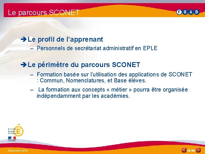 Le parcours SCONET è Le profil de l’apprenant – Personnels de secrétariat administratif en