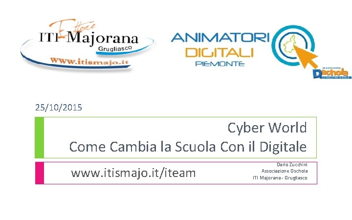 25/10/2015 Cyber World Come Cambia la Scuola Con il Digitale www. itismajo. it/iteam Dario