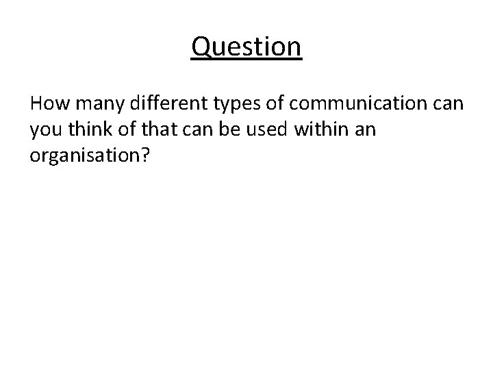 Question How many different types of communication can you think of that can be