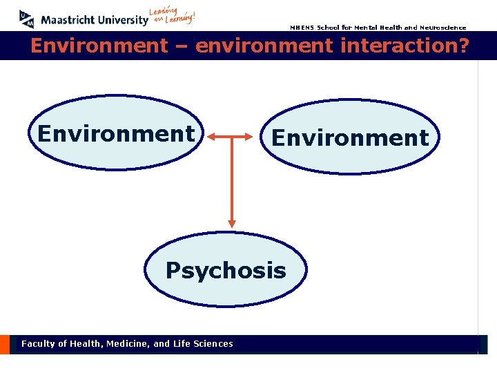 MHENS School for Mental Health and Neuroscience Environment – environment interaction? Environment Psychosis Faculty