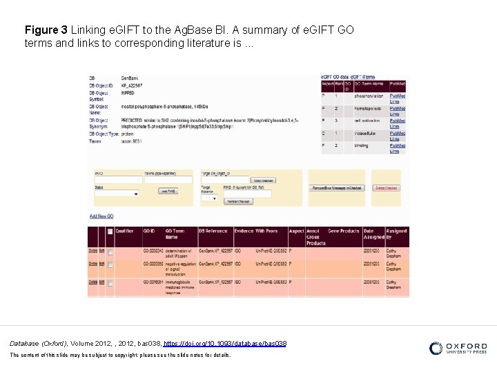 Figure 3 Linking e. GIFT to the Ag. Base BI. A summary of e.