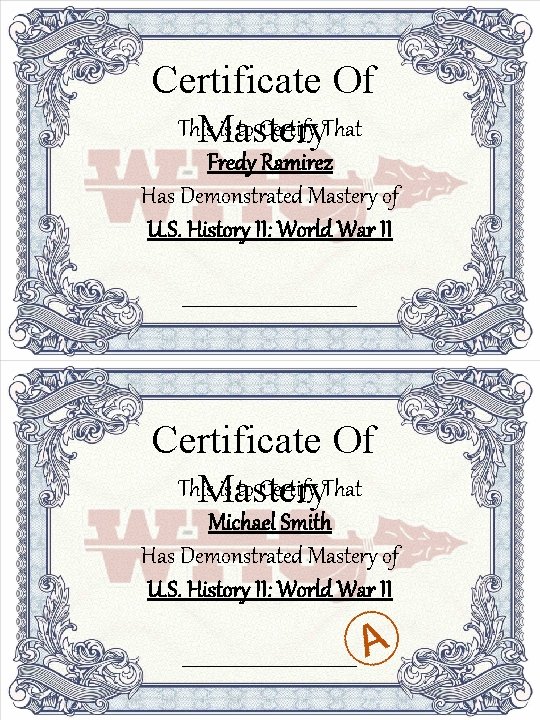 Certificate Of This is to Certify That Mastery Fredy Ramirez Has Demonstrated Mastery of