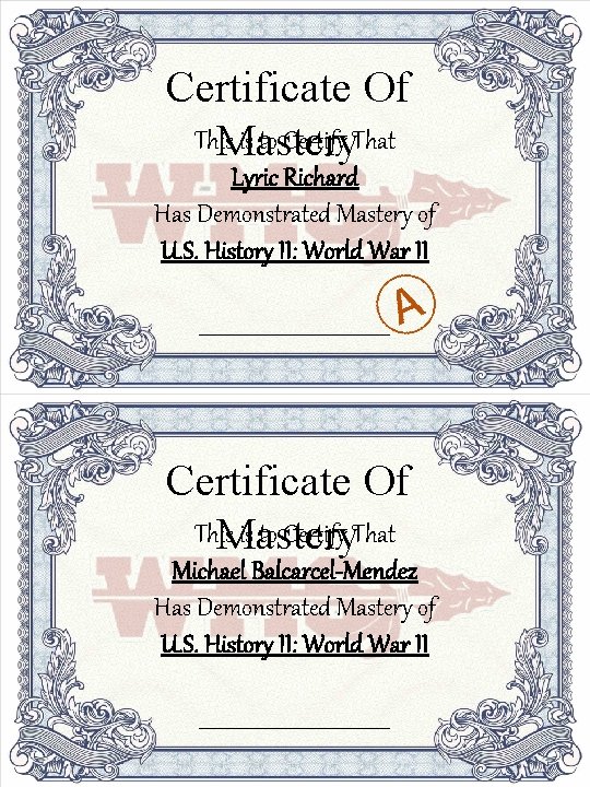 Certificate Of This is to Certify That Mastery Lyric Richard Has Demonstrated Mastery of