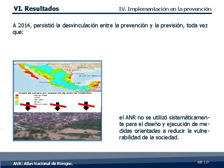 VI. Resultados IV. Implementación en la prevención A 2014, persistió la desvinculación entre la