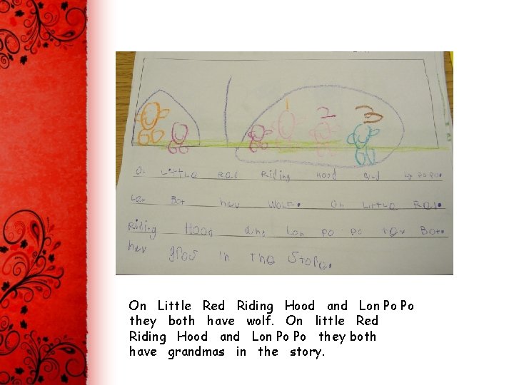 On Little Red Riding Hood and Lon Po Po they both have wolf. On