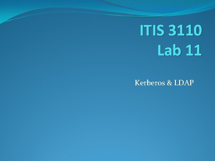 ITIS 3110 Lab 11 Kerberos & LDAP 