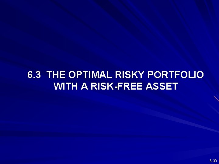 6. 3 THE OPTIMAL RISKY PORTFOLIO WITH A RISK-FREE ASSET 6 -30 