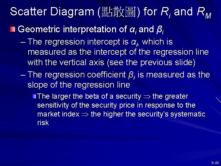 Scatter Diagram (點散圖) for Ri and RM Geometric interpretation of αi and βi –