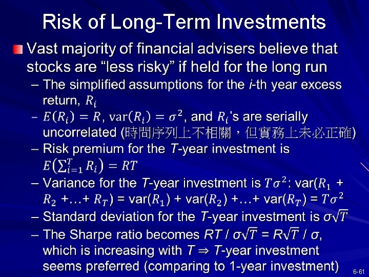 Risk of Long-Term Investments 6 -61 