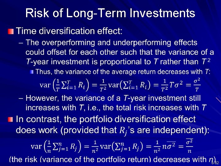 Risk of Long-Term Investments 6 -62 