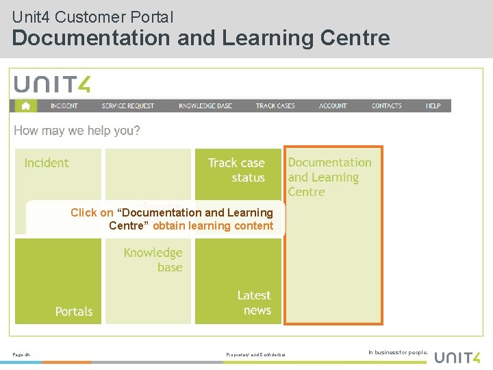 Unit 4 Customer Portal Documentation and Learning Centre Click on “Documentation and Learning Centre”