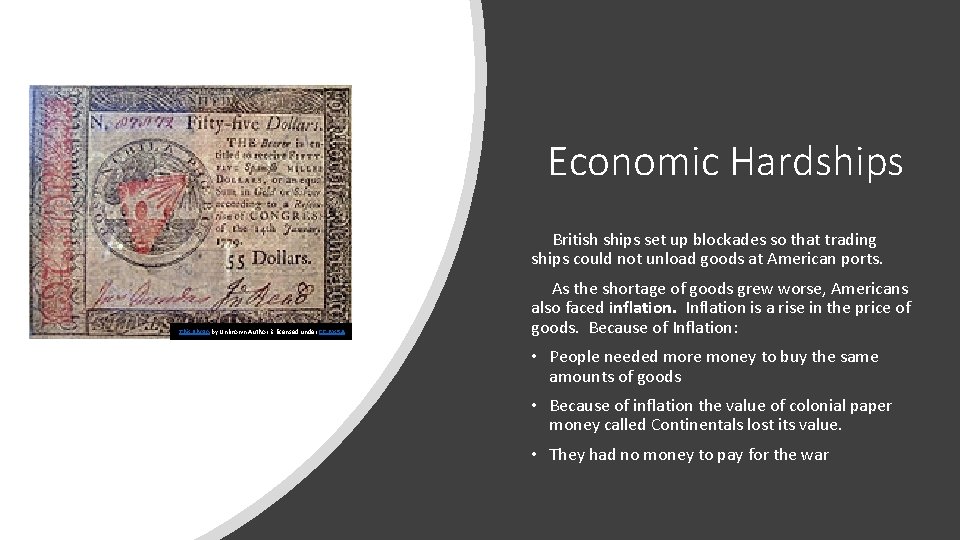 Economic Hardships British ships set up blockades so that trading ships could not unload