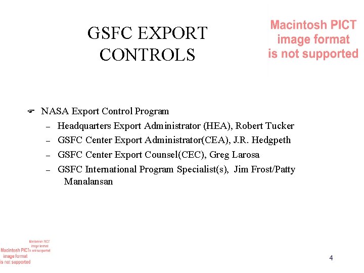 Export Control of Hardware Technology Presentation J R