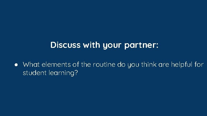 Discuss with your partner: ● What elements of the routine do you think are Discuss with your partner: ● What elements of the routine do you think are