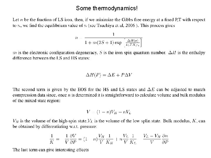 Some thermodynamics! 