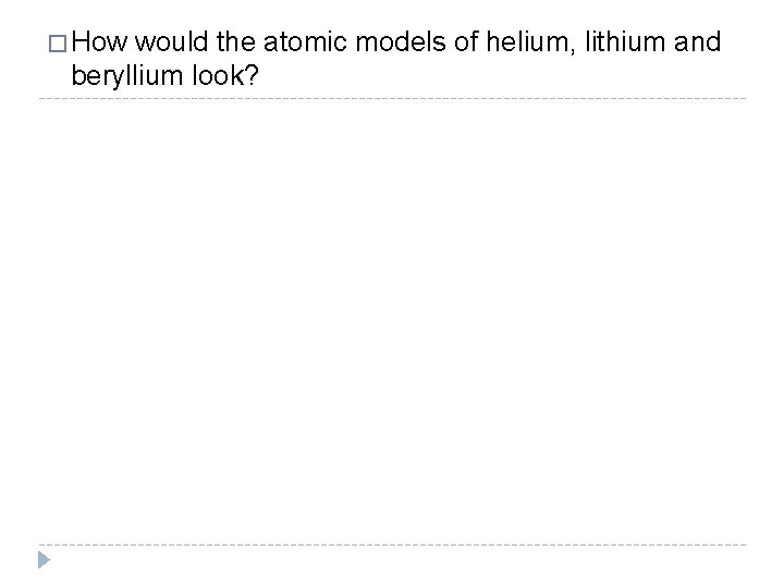 � How would the atomic models of helium, lithium and beryllium look? 