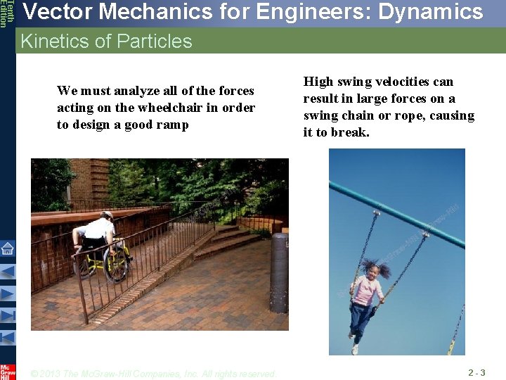 Tenth Edition Vector Mechanics for Engineers: Dynamics Kinetics of Particles We must analyze all