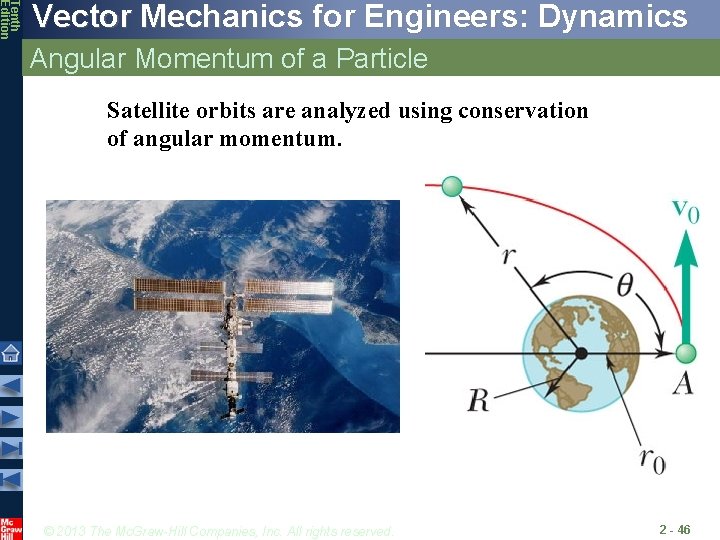Tenth Edition Vector Mechanics for Engineers: Dynamics Angular Momentum of a Particle Satellite orbits