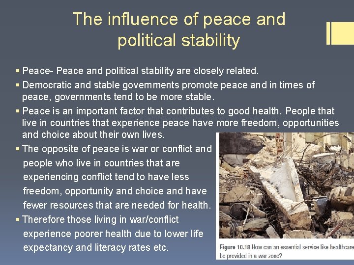 The influence of peace and political stability § Peace- Peace and political stability are The influence of peace and political stability § Peace- Peace and political stability are