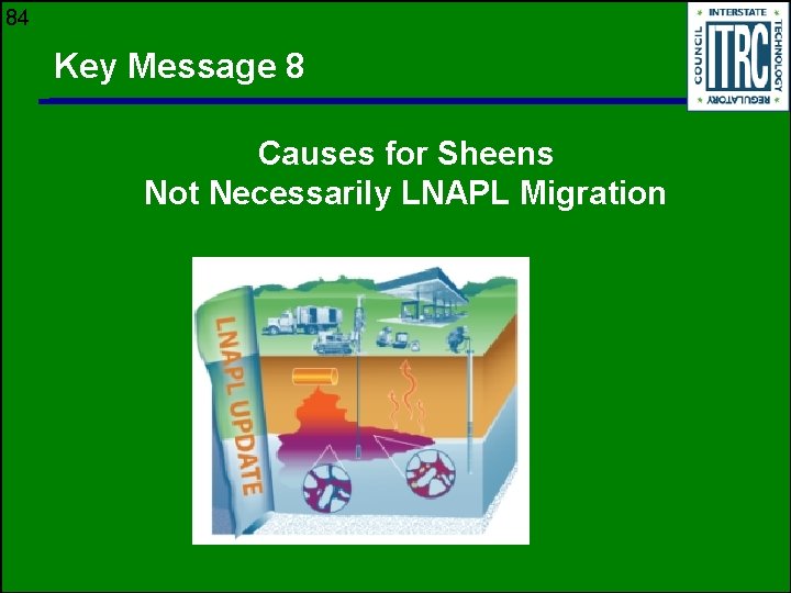 84 Key Message 8 Causes for Sheens Not Necessarily LNAPL Migration 