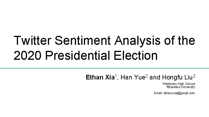 Twitter Sentiment Analysis of the 2020 Presidential Election